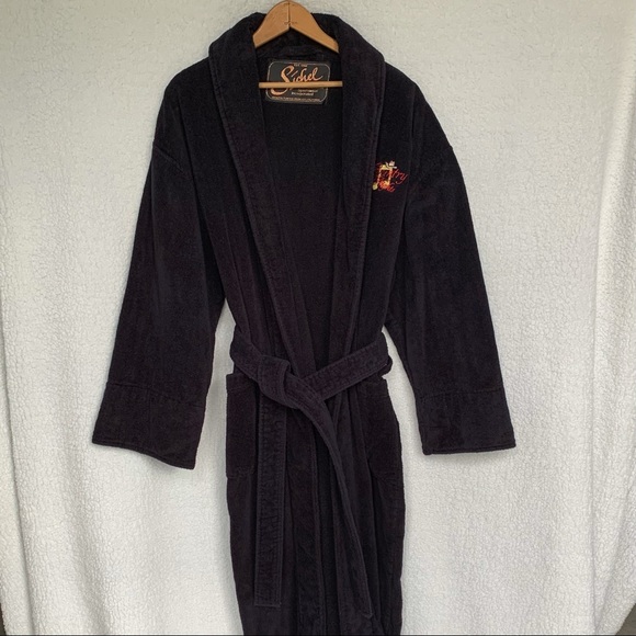 NWOT plush vtg “Country Nights” black terry robe, country music star swag - Picture 1 of 6